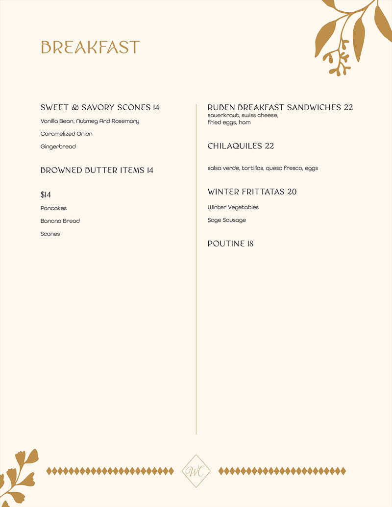 Winter Chalet 2024 Catering Menu